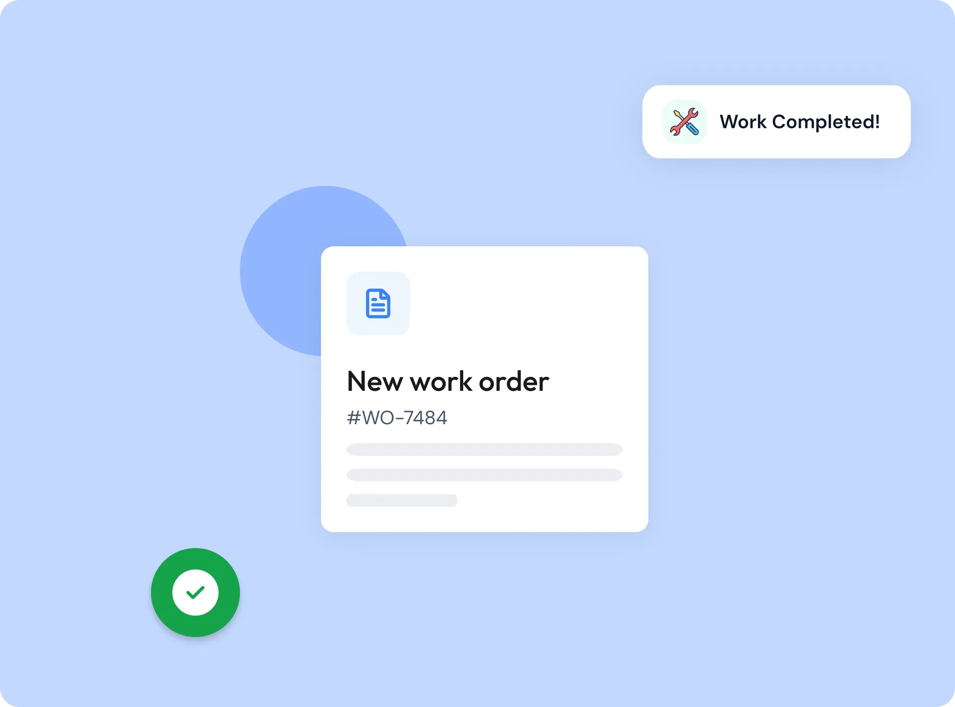 A work order moving from raised to completed