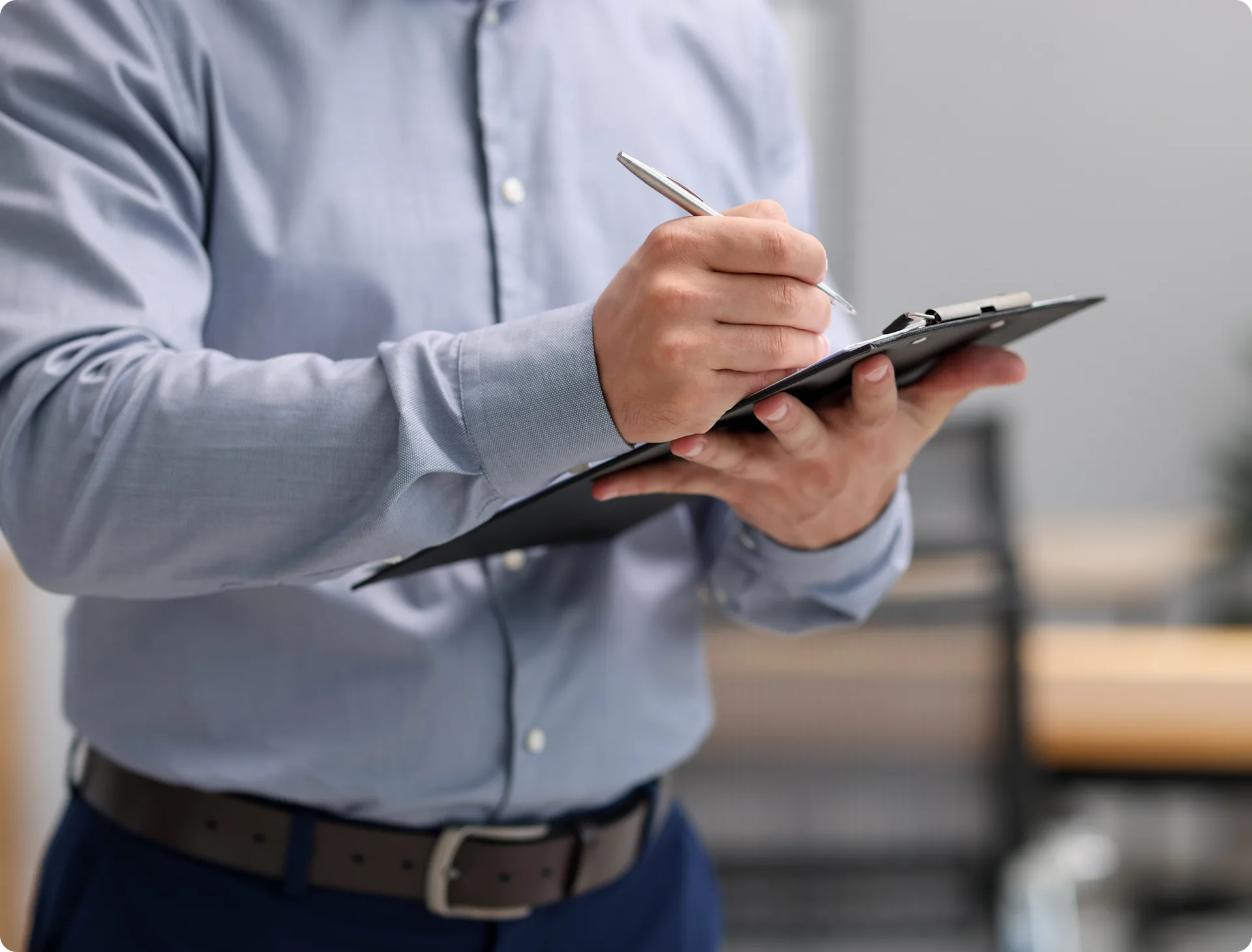 A property manager reconciling transactions against records