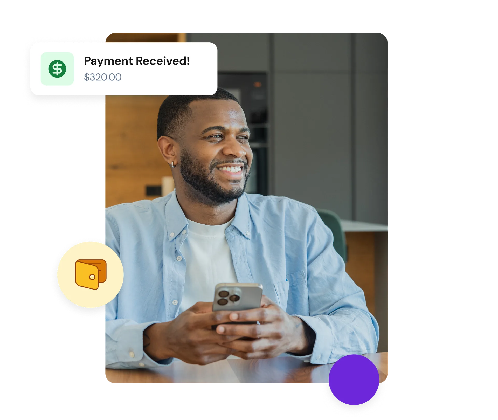 A resident receiving a rent payment notification on their phone