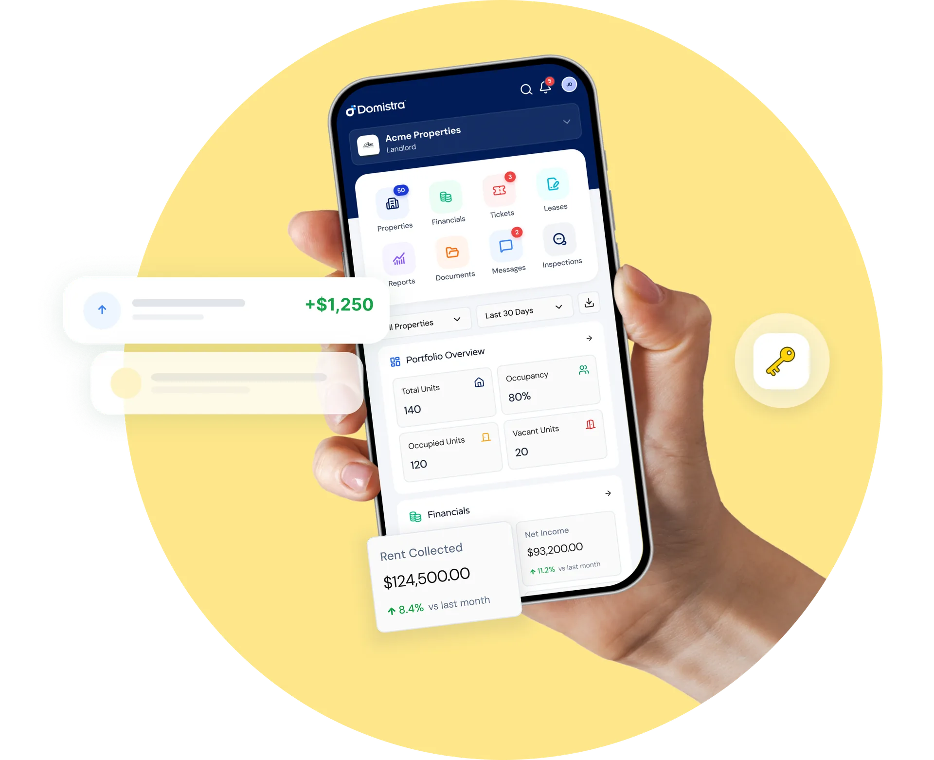 A landlord reviewing portfolio performance on a phone