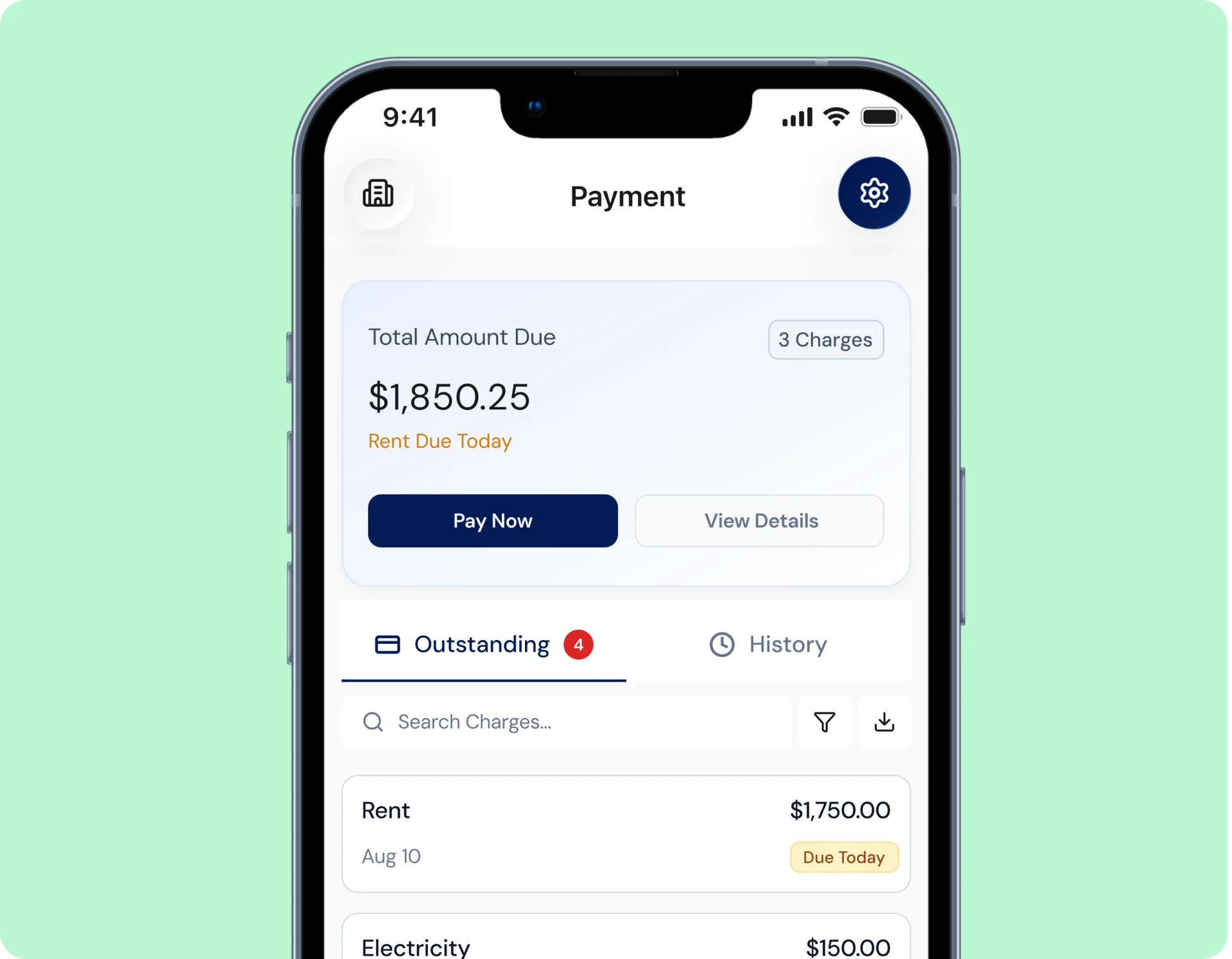 Scheduling a rent payment on a phone
